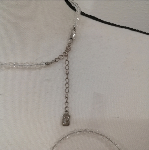 Yousef Clear Faux Crystals Cluster Necklace and Beaded Cuff Bracelet Set - Picture 8 of 9